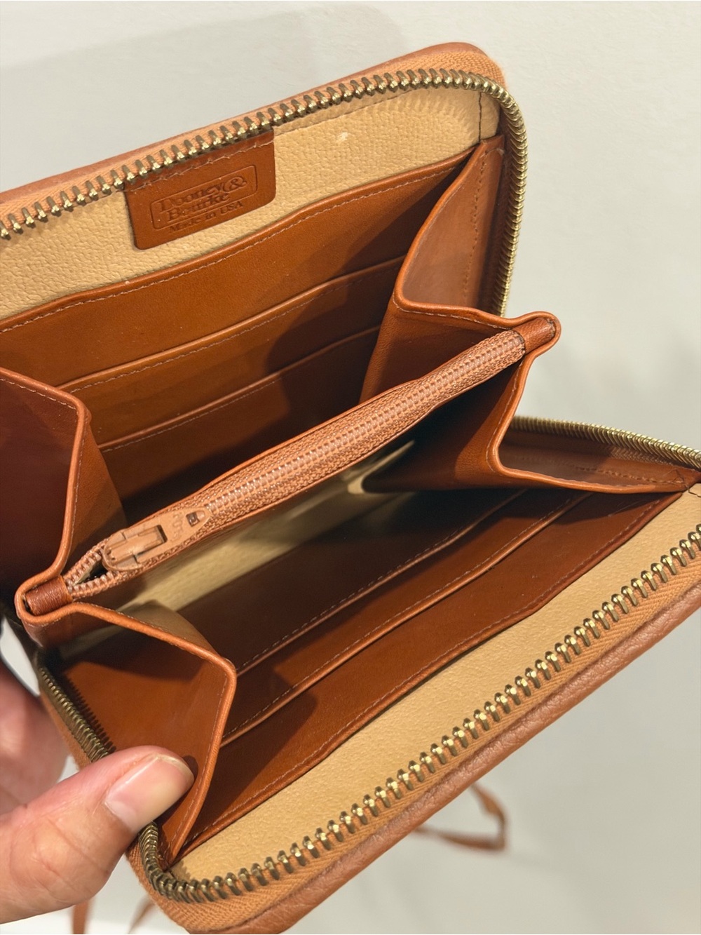 Dooney & Bourke Cognac Pebbled Leather Crossbody Wallet/Bag - Picture 9 of 9